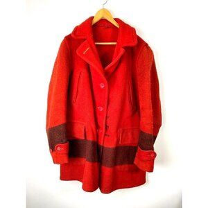 VTG Albert Richard Men's 1930s Hudson Bay Red Wool Mackinaw Coat Sz 44